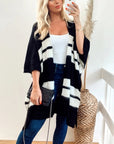 Knitted Poncho Cape in Black and White Stripe