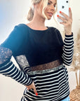 Stripe Print with Lace Jumper