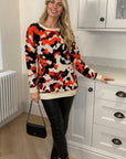 Multi-color Orange & Black Leapard Print Jumper