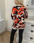 Multi-color Orange & Black Leapard Print Jumper