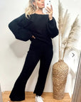 Knitted Loungewear Set In Black | Jumper and Trousers