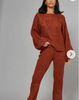 Knitted Loungewear Set In Brown | Jumper and Trousers