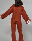 Knitted Loungewear Set In Brown | Jumper and Trousers