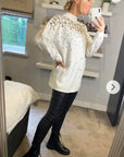 Sequin embellished front and sleeves design jumper dress in white