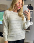 Pearl embellished soft knit jumper in white