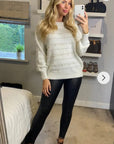 Pearl embellished soft knit jumper in white