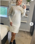 Gold and Sliver Sequin embellished sleeves design jumper dress in white