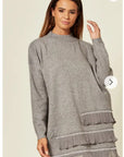 Crystal trim & Chiffon Hem Jumper