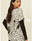 Polka dot and walking doggy print oversized jumper top