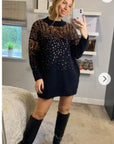 Sequin embellished shoulder and front soft knit Jumper