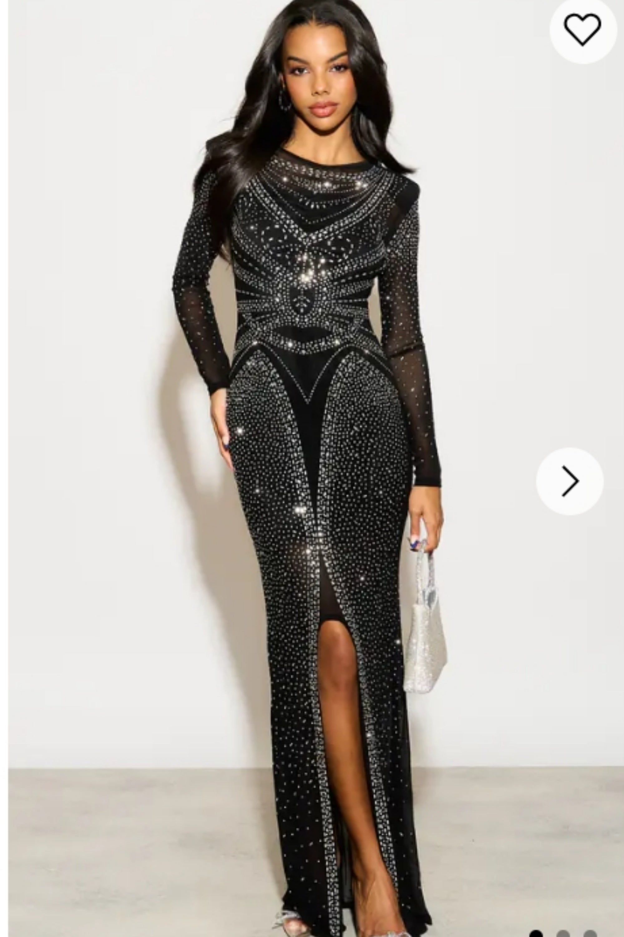 Multi Diamond Embellished long sleeves dress in black – CYLONDON