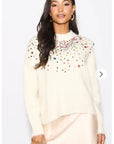 Multi color disco Sequin embellished design Soft knit jumper in cream