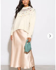 Multi color disco Sequin embellished design Soft knit jumper in cream