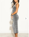 Scooped-neck sleeveless metallic-knit maxi dress in Sliver