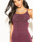 Scooped-neck sleeveless metallic-knit maxi dress in Pink