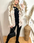 White pink Color Tweed Effect Knitted Short Cardigan Jaccket