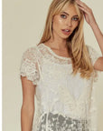 Crochet Top with Butterfly detail (Cream)