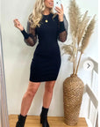 Black Bodycon Mini Dress with Organza Sleeves
