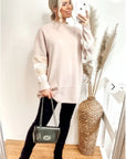 Fringed and sequin embellished sleeves Jumper