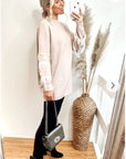 Fringed and sequin embellished sleeves Jumper