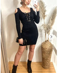 Cold shoulder Sparkle knit bodycon party dress