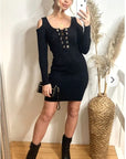 Cold shoulder Sparkle knit bodycon party dress