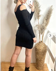 Cold shoulder Sparkle knit bodycon party dress