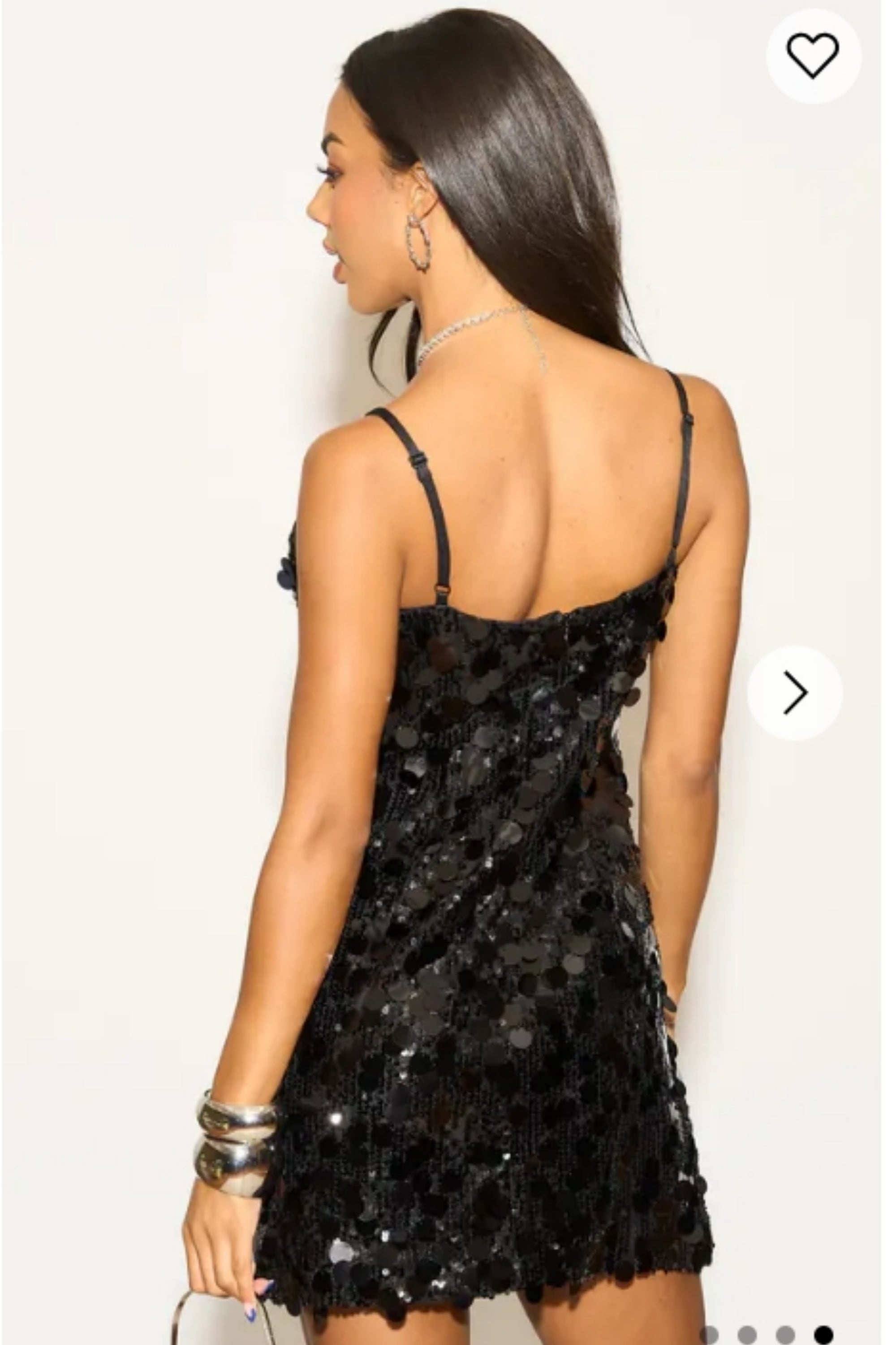 Circle Disc Sequin Strappy Short Dress in Black – CYLONDON