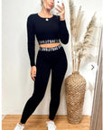 Loungewear Co-ord with Love Logo | Black Crop Top and Leggings