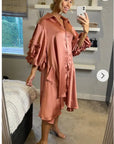 Floral sleeves design oversized sleeves shirt dress in pink