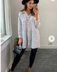Leaves print shirt dress with scar