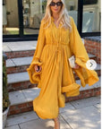 Ruffle Hem and Sleeves Oversized dress in Yellow