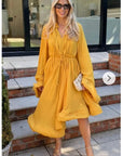 Ruffle Hem and Sleeves Oversized dress in Yellow