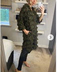 Feather look and star pattern shirt dress in Green
