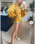 Oversized Sleeves Shirt in Yellow colour