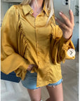 Oversized Sleeves Shirt in Yellow colour