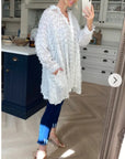 White color Oversized shirt dress in multi tassel stripe design fabric