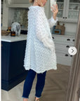 White color Oversized shirt dress in multi tassel stripe design fabric