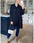 Black color Oversized shirt dress in multi tassel stripe design fabric