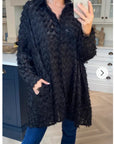 Black color Oversized shirt dress in multi tassel stripe design fabric