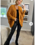 Cable knit oversize batwing cardigan in orange