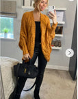 Cable knit oversize batwing cardigan in orange