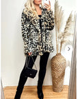 Trendy Leopard print faux fur oversized coat