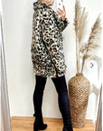 Trendy Leopard print faux fur oversized coat