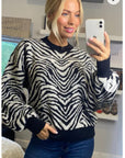 Soft knit Zebra print Jumper in Black