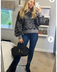 Soft knit Zebra print Jumper in grey