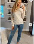 Elegant Floral lace long sleeves top in white