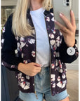Black floral Print Bomber Jacket