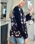 Black floral Print Bomber Jacket