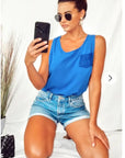 Floral Crochet Lace Back Vest (Blue)